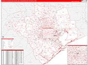 Houston-The Woodlands-Sugar Land Metro Area Wall Map Red Line Style
